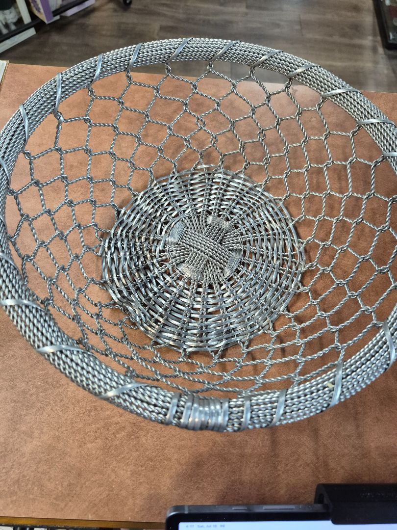 Decorative Woven Metal Basket, 14"
