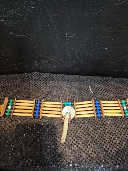 Navajo Mother of Pearl and Bone Choker, 29"