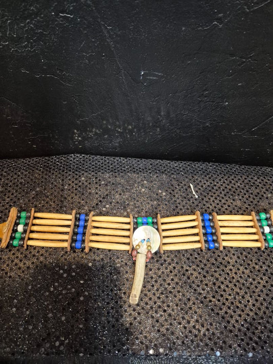 Navajo Mother of Pearl and Bone Choker, 29"