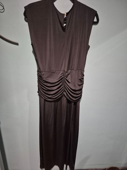 Black IMAN Cap Sleeve Full Length Dress, L