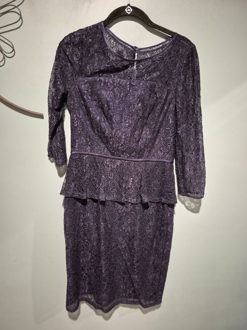 Navy Blue Adrianna Papell 3/4 Sleeve, Mid-length Dress, 8