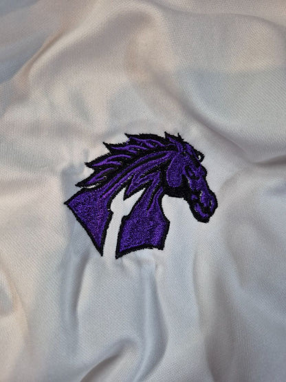 White Nike Monarch Mustangs, Louisville, CO Polo Shirt, M