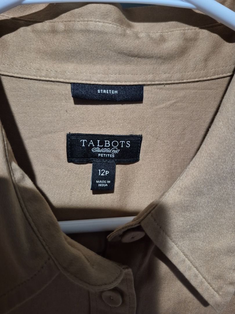 Talbots Poplin Shirt Dress sz 12P Beige