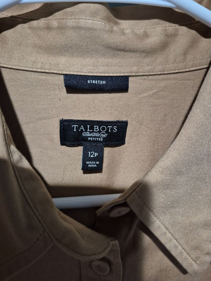 Talbots Poplin Shirt Dress sz 12P Beige