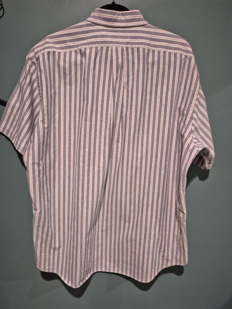 Blue & Red Striped Ralph Lauren Short Sleeve Button Shirt, XL