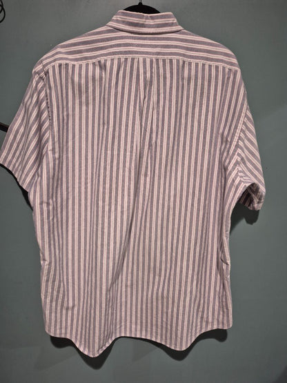 Blue & Red Striped Ralph Lauren Short Sleeve Button Shirt, XL