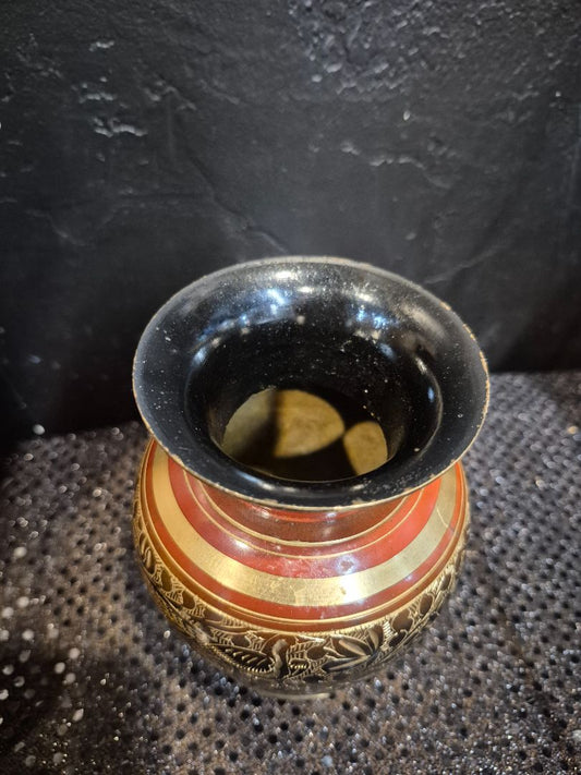 Brass Etched Vase, 9"