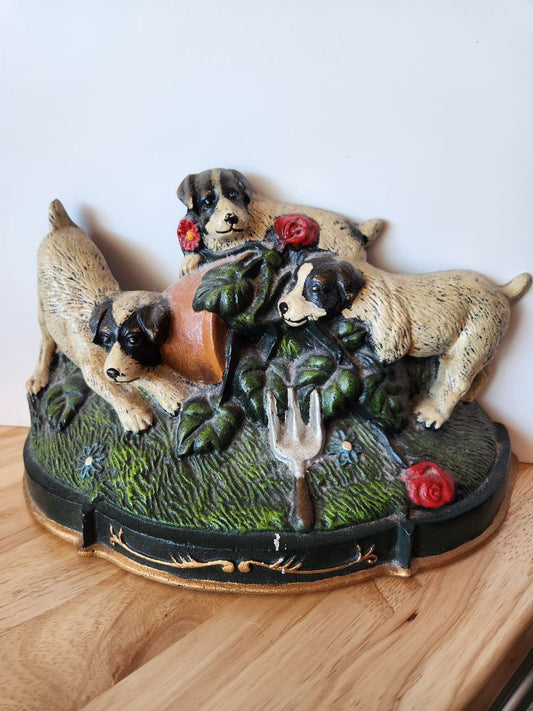 Door Stop Boston Terrier bulldog scene