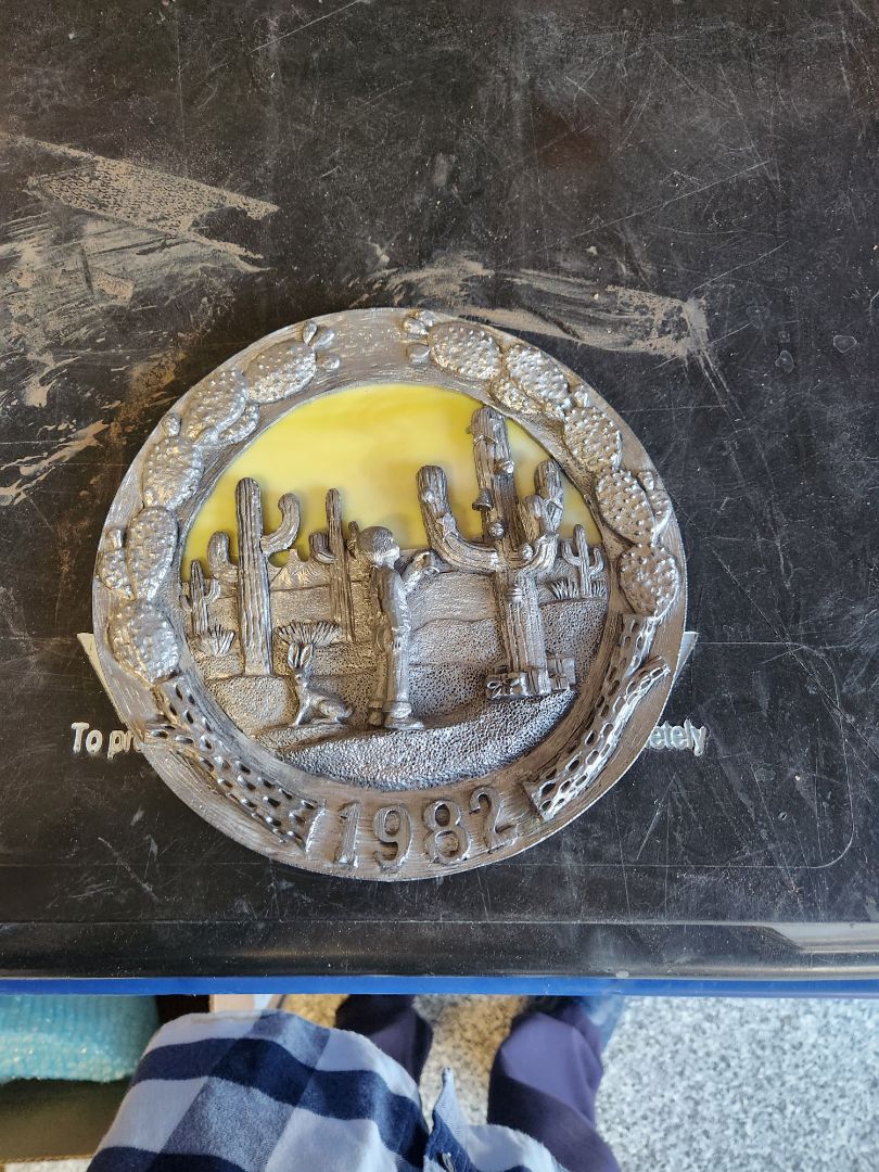 Desert Plaque- stain glass and pewter