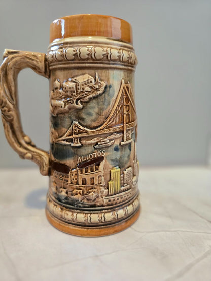 Ceramarte CLEMENTS 1973 Souvenir Tall Ceramic Beer Mug SAN FRANCISCO & Cable Car 7”, 7 x 5 x 4