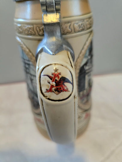 Budweiser Budweiser King of Beers "H" Series Early Transportation Lidded Stein #14071, 9.5 x 5 x 5