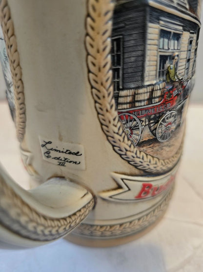 Budweiser Budweiser King of Beers "H" Series Early Transportation Lidded Stein #14071, 9.5 x 5 x 5
