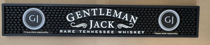 Black/White Jack Daniels Gentleman Jack Whiskey Bar Mat rubber runner man cave logo, 20.5 x 3.5 x .5