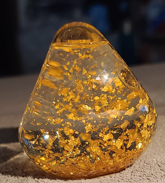 Gold Foil Paperweight, 3"x3"x3"