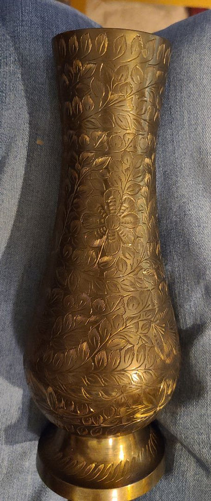 Brass Unk Brass Vase, 8" High 4" Circumference