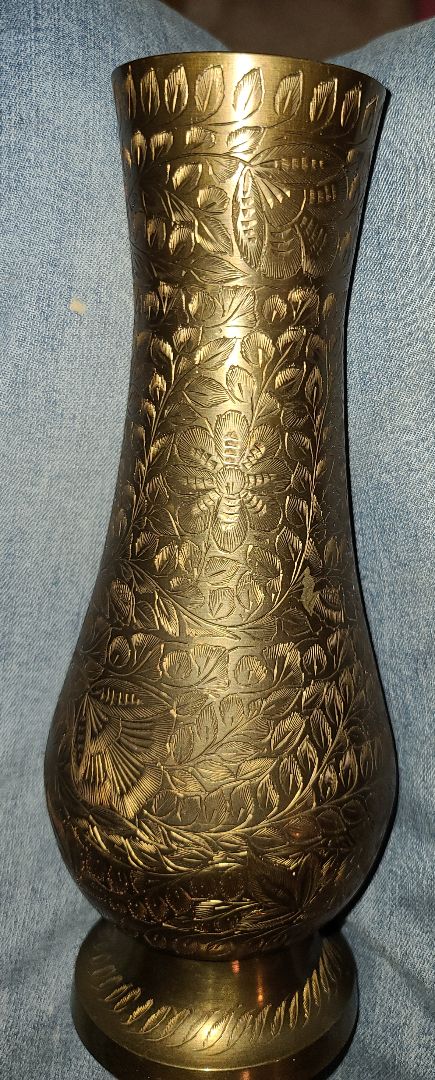 Brass Unk Brass Vase, 8" High 4" Circumference