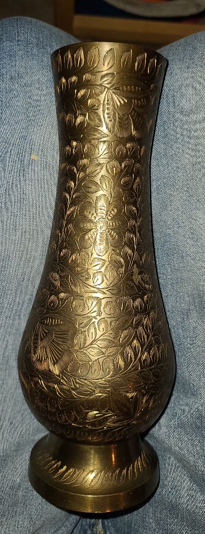 Brass Unk Brass Vase, 8" High 4" Circumference