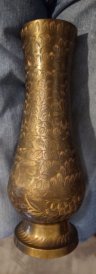 Brass Unk Brass Vase, 8" High 4" Circumference