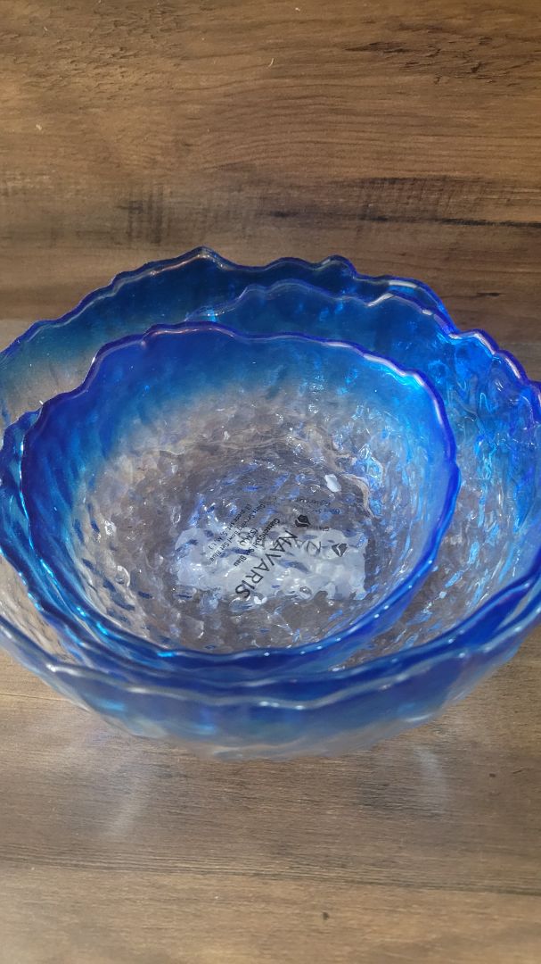 Navaris Blue Glass serving bowls set of 3