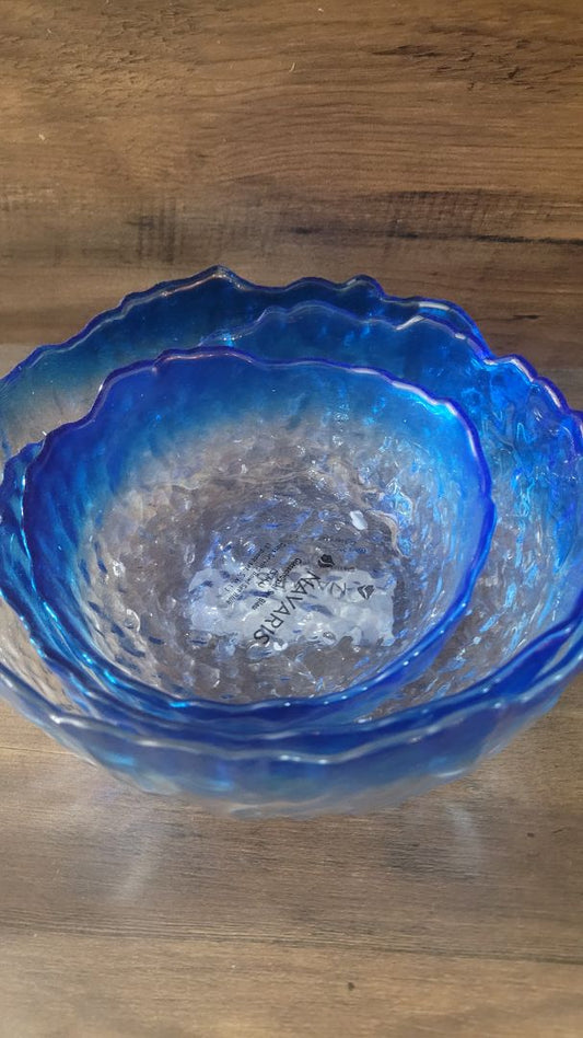 Navaris Blue Glass serving bowls set of 3