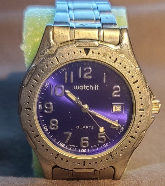 Stainless & Blue Watch-It Men's Watch Quartz w/Date