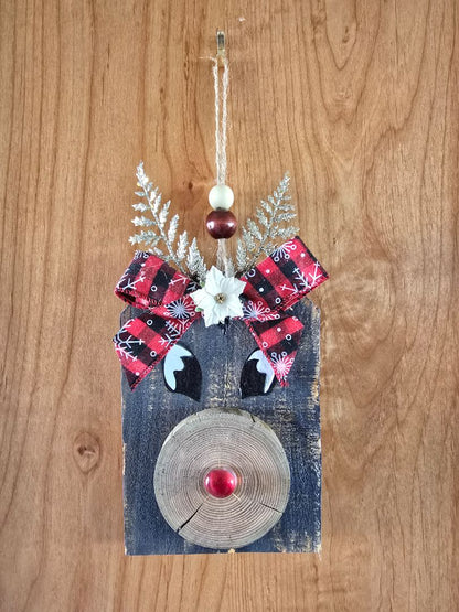 Black Wood Handmade Reindeer Door Hanger, 10.5x 5.5