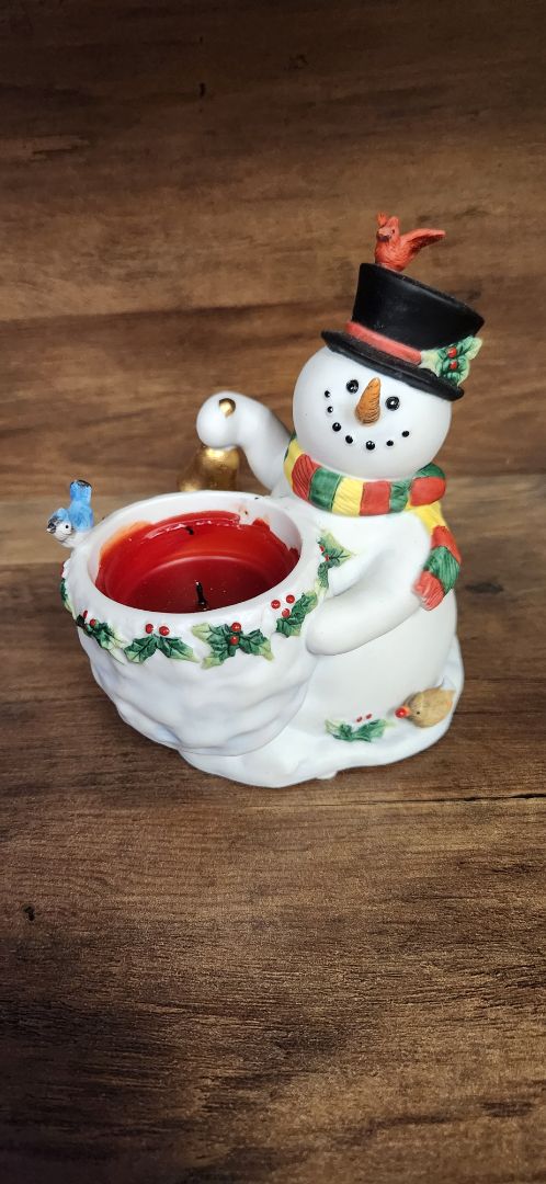 Ceramic snowman with candle