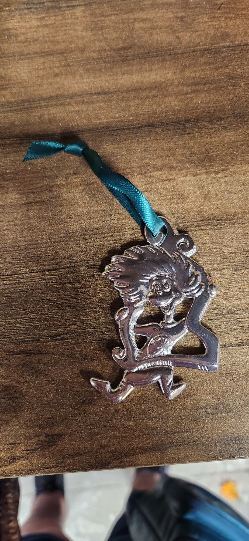 silver  Thing 1 silver ornament