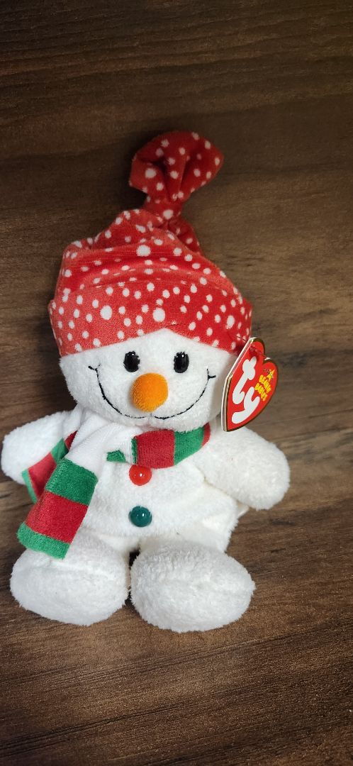 white TY TY snowman beanie baby