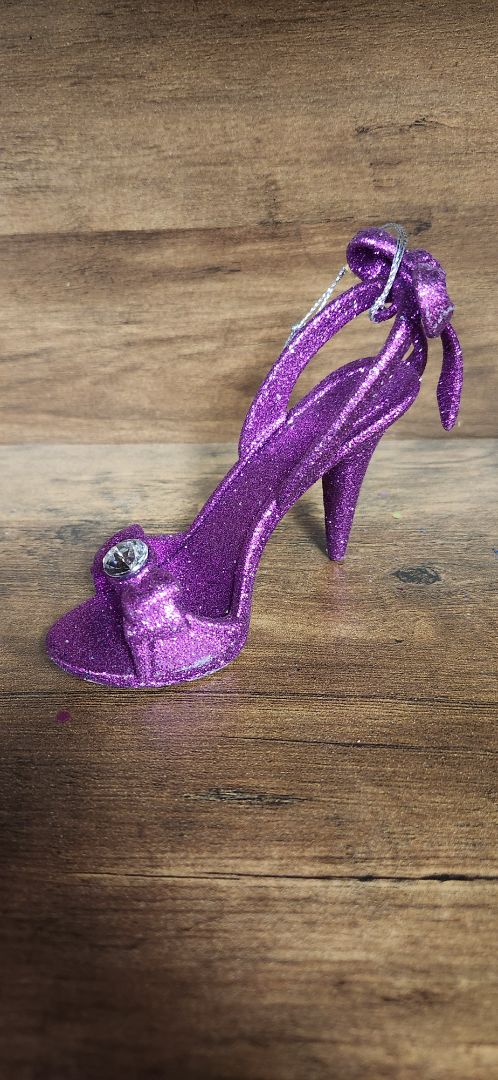 Purple glitter shoe with rhinestone