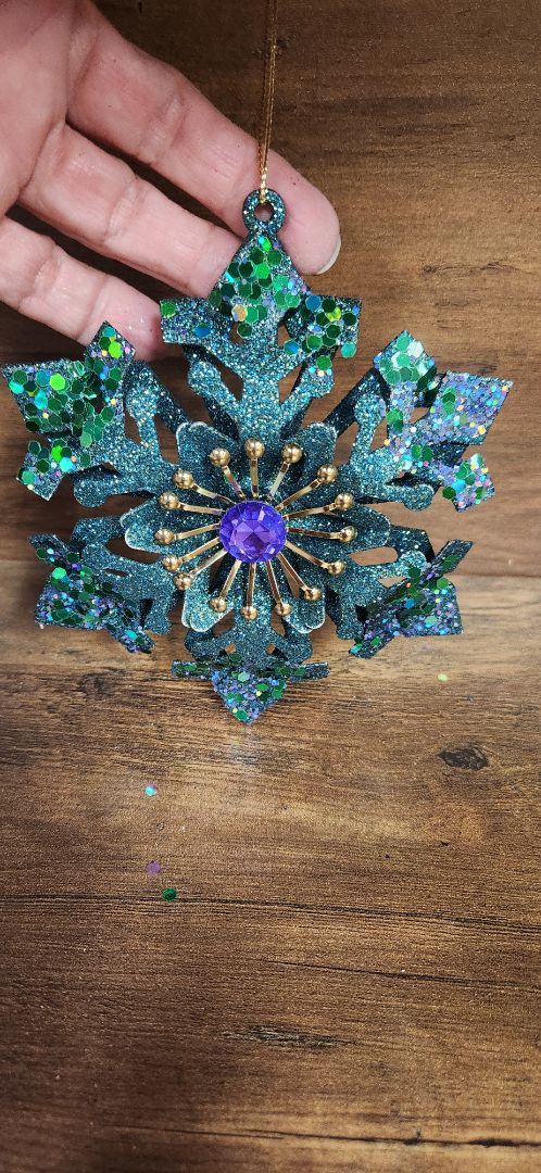Blue/green snowflake ornament