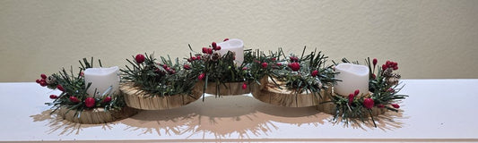 Wood Wood Slice Candle Holder Artisan, 13.5 x 3 x 3