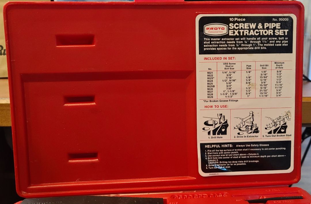 Tool Proto 10 Piece Screw and Pipe Extractor