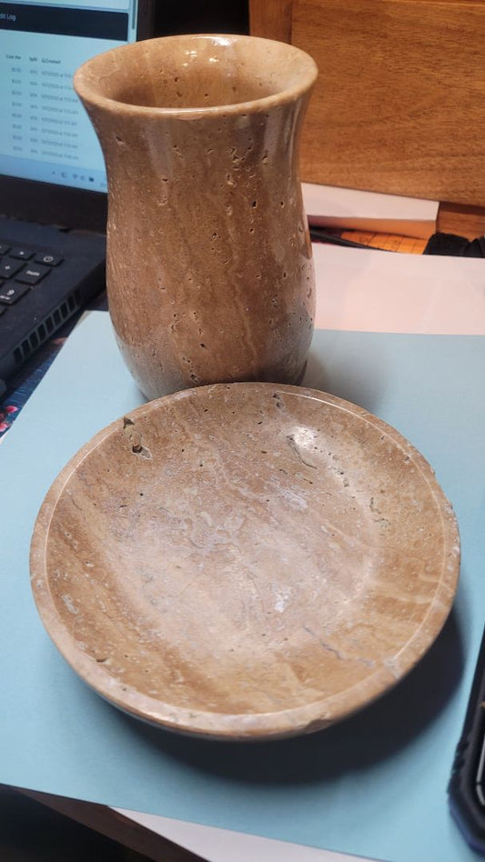 Travertine bathroom set