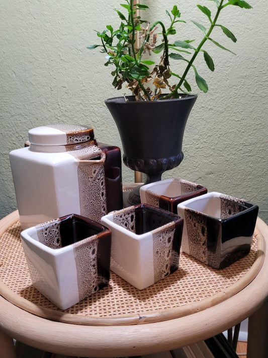 Brown and white tea set Pier 1 Vintage "Less than 50 years", NA