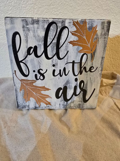 Black Wood Handmade Fall is in the Air, 7.25 x 7.25 x 1.75