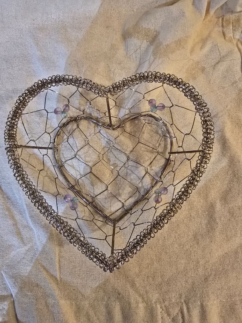 Silver  Heart Basket, 7 x 7 x 2.25