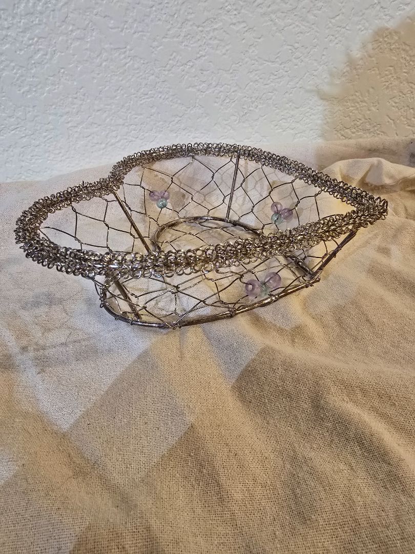 Silver  Heart Basket, 7 x 7 x 2.25