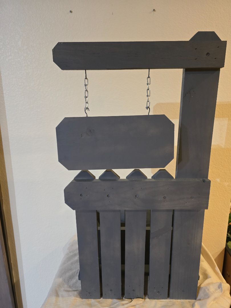 Grey Handmade Flower Box Sign Planter, 32.25 x 16.25 x 13