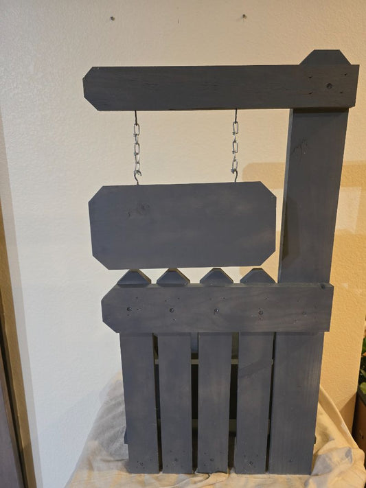 Grey Handmade Flower Box Sign Planter, 32.25 x 16.25 x 13