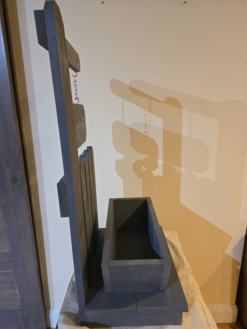 Grey Handmade Flower Box Sign Planter, 32.25 x 16.25 x 13