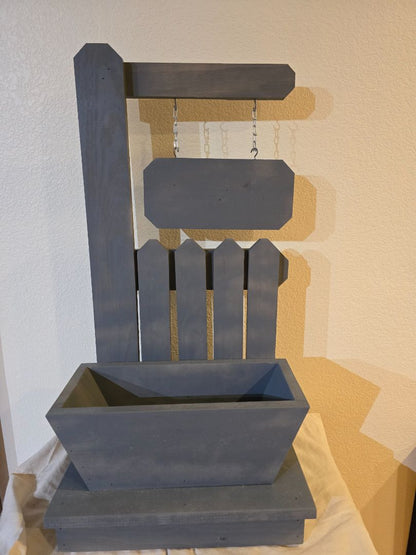 Grey Handmade Flower Box Sign Planter, 32.25 x 16.25 x 13