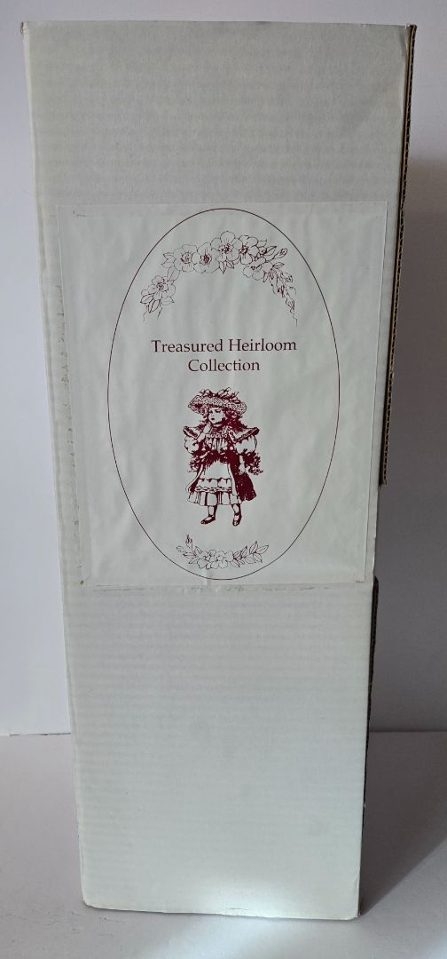 Treasured Heirloom Porcelain Boy Doll in Gray Suit with Bunny