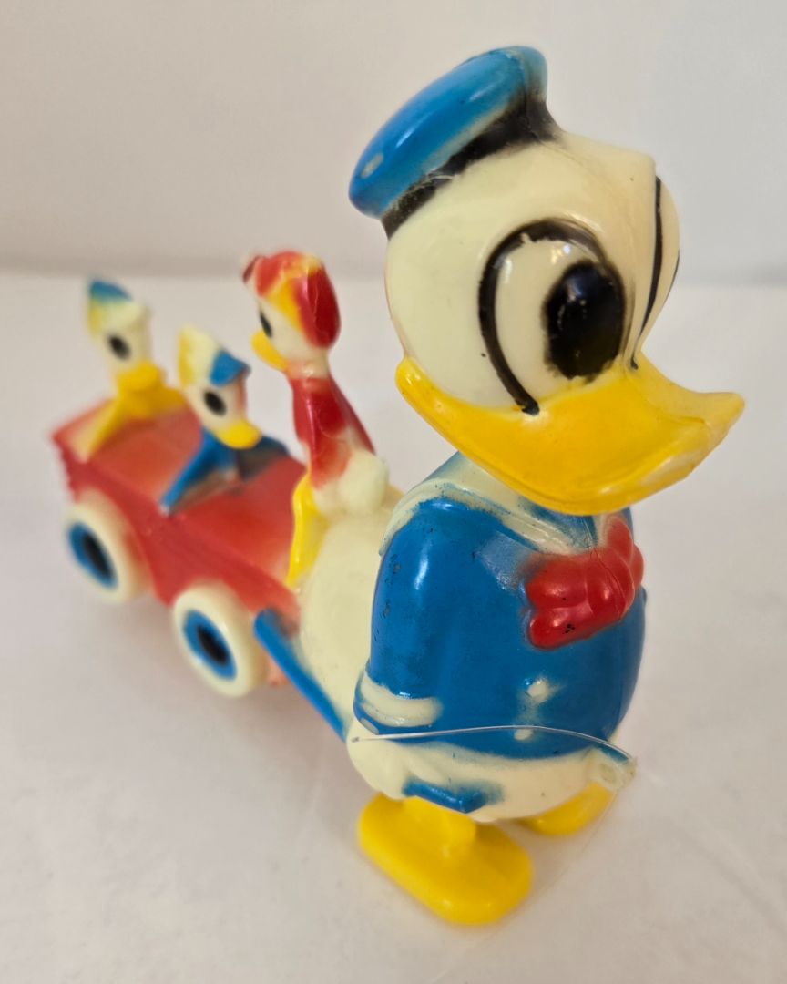 50's-60's Donald Duck Pull Toy with Huey, Dewey & Louie
