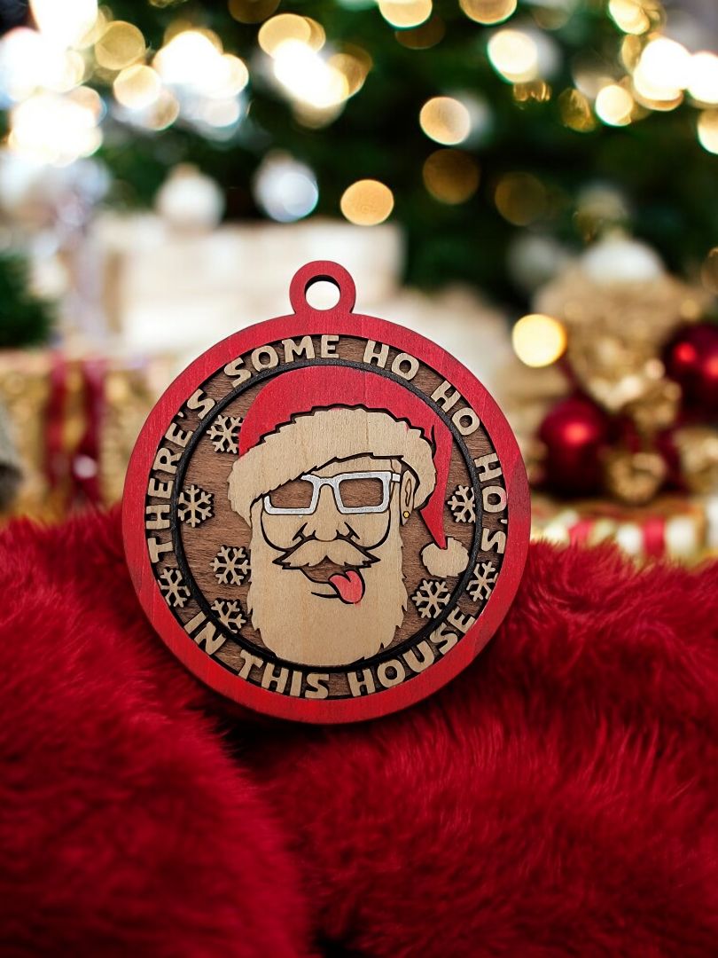 Naughty and Nice In This House Ornament, 3 Inches Round