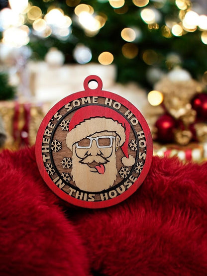 Naughty and Nice In This House Ornament, 3 Inches Round