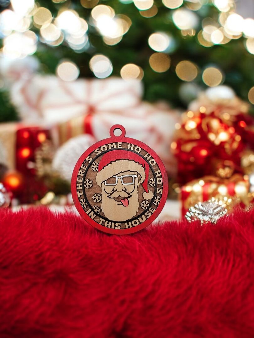 Naughty and Nice In This House Ornament, 3 Inches Round