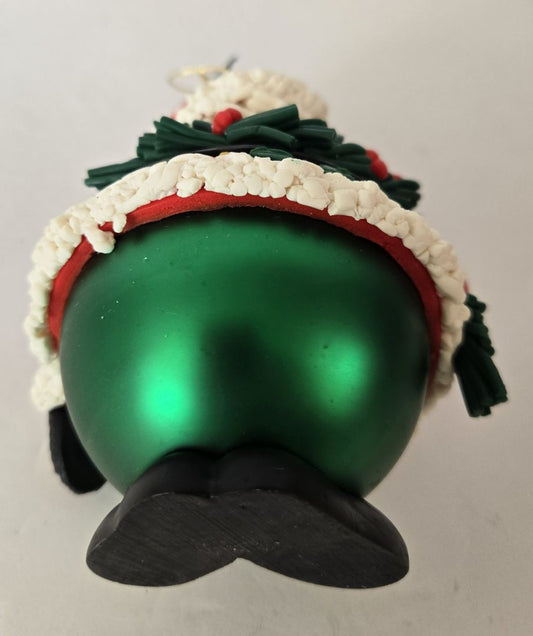 Vintage 90s Santa Ornament Hand-Painted Polymer Resin