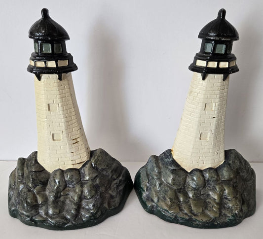 Cast Iron Lighthouse Door Stops - PAIR