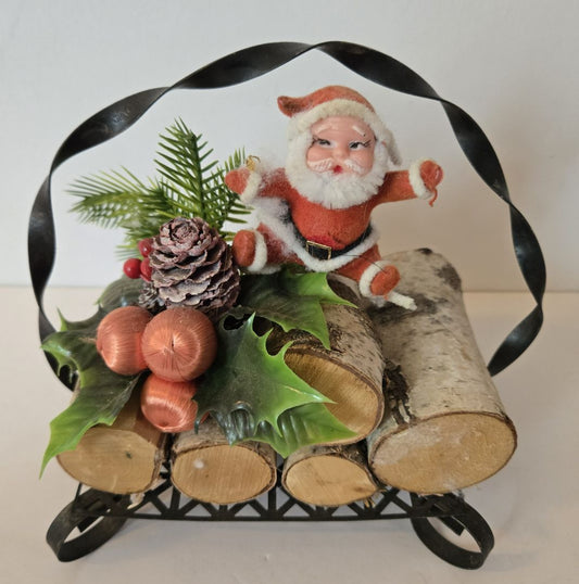 Vintage Decor-Santa on logs